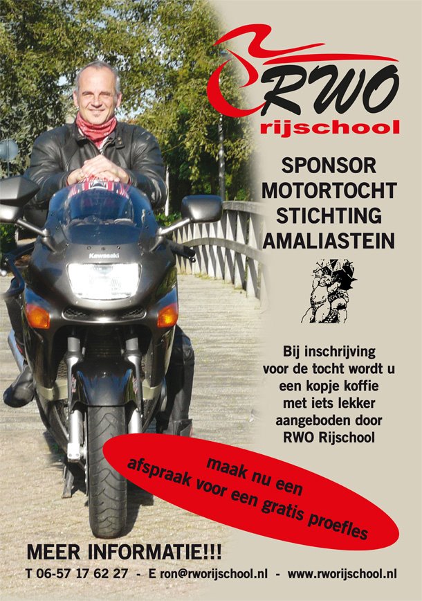 RWO RijSchool Sponsor Motortocht Stichting Amaliastein